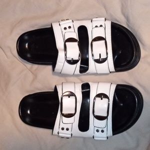 Zara sandals white strap 2 buckle brand new